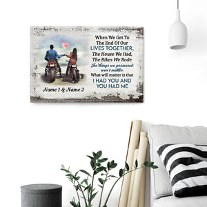 I Had You And You Had Me - Personalized Horizontal Motorbike Couple Poster