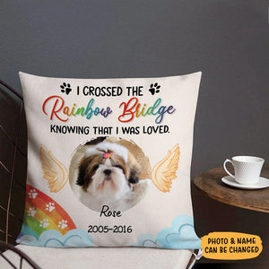 I Crossed The Rainbow Bridge, Memorial Gifts, Personalized Pillowcases, Custom Gift for Pet Lovers