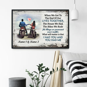 I Had You And You Had Me - Personalized Horizontal Motorbike Couple Poster