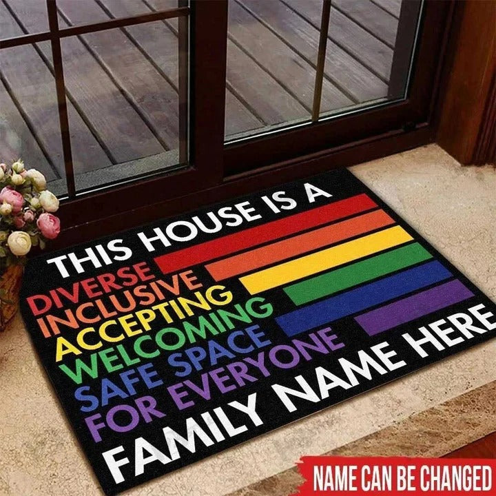 Personalized Lgbt Doormat This House Is A Safe Space For Everyone Doormat