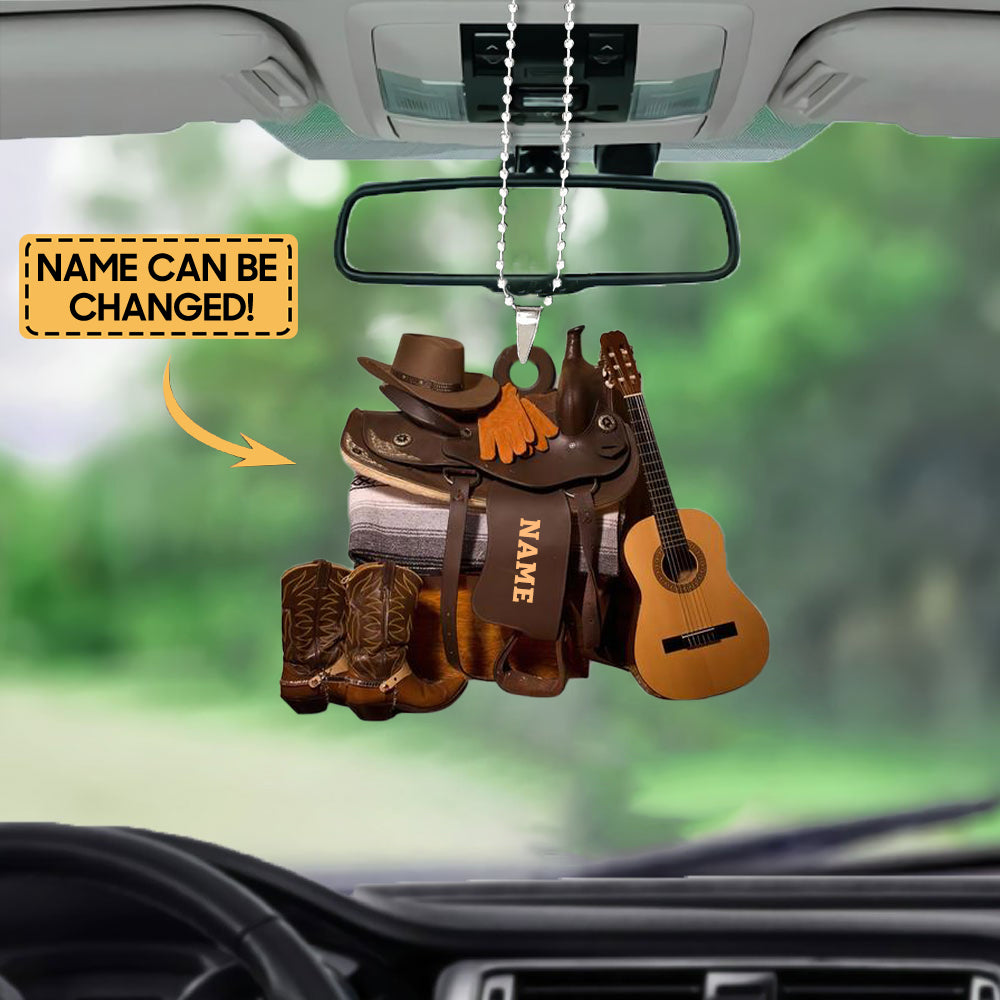 Personalized Cowboy And Guitar Double-Sides Shaped Acrylic Ornament