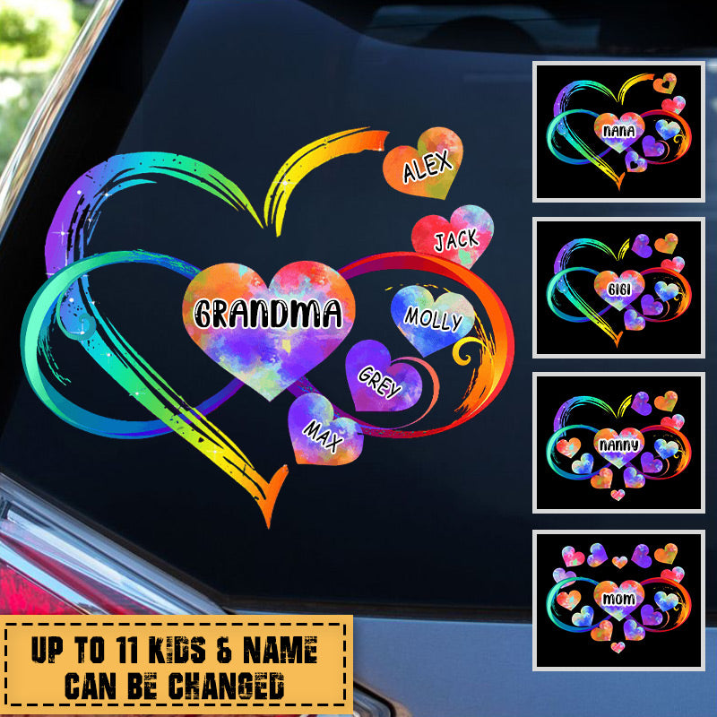 Grandma Hearts Grandkids Custom Nickname Names Family Love Infinity Decal
