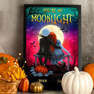 You're My Moonlight, Personalized Halloween Poster Canvas Girl For Couples