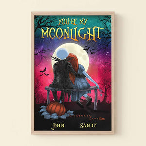 You're My Moonlight, Personalized Halloween Poster Canvas Girl For Couples