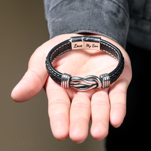“Mother and Son Forever Linked Together" Braided Leather Bracelet