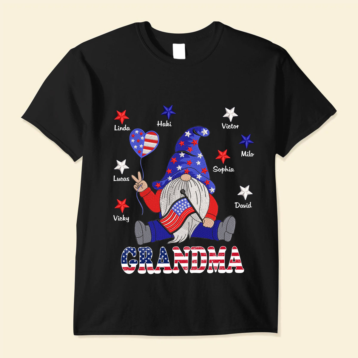 4th July Grandma Mom USA Independence Day Gift Custom Nickname Names Tshirt