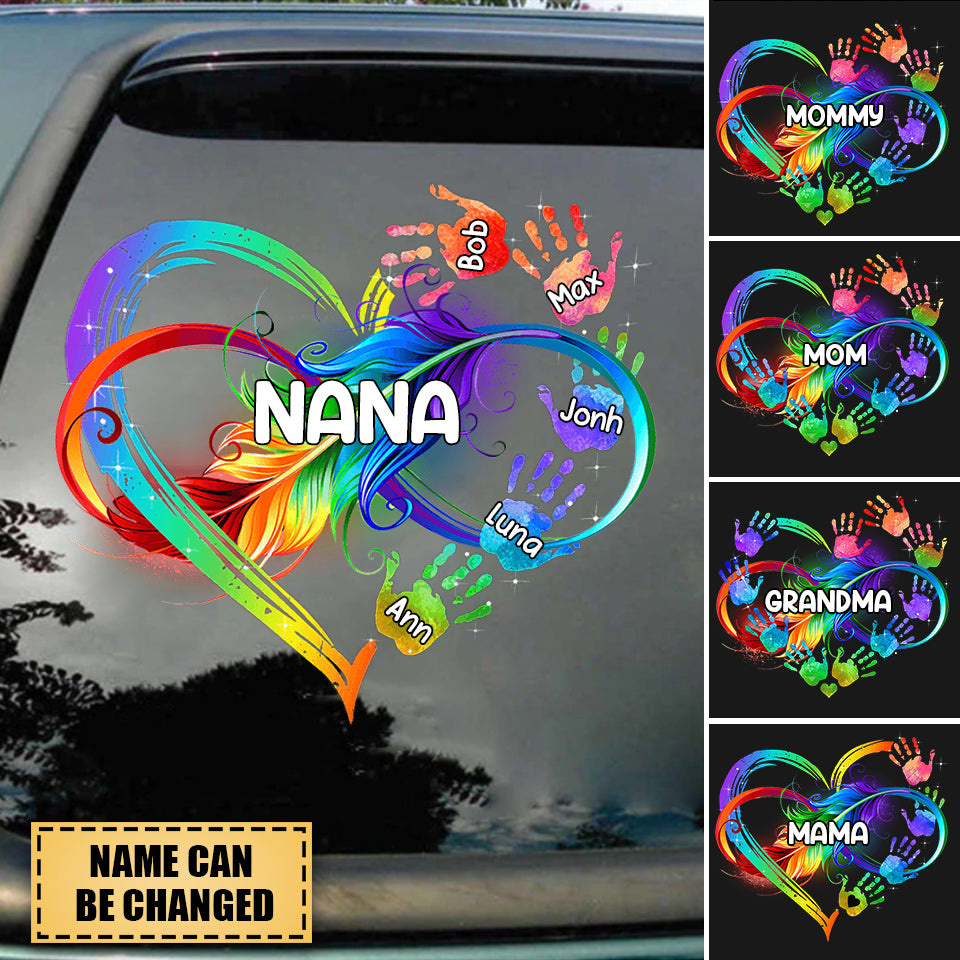Grandma Grandkids Infinity Love Family Mother's Day Gift Heart Hand Prints Personalized Decal