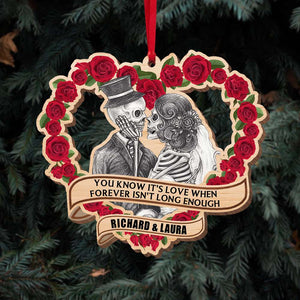 Skeleton Couple Love You Till Death And Beyond, Personalized Wood Ornament
