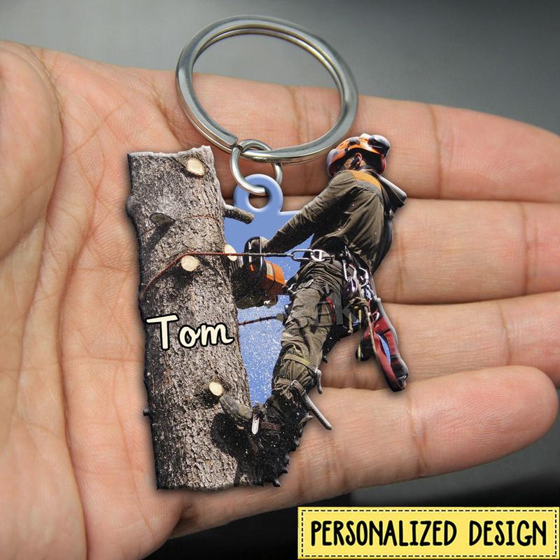 Personalized Arborist Custom Shape Wooden Acrylic Keychain