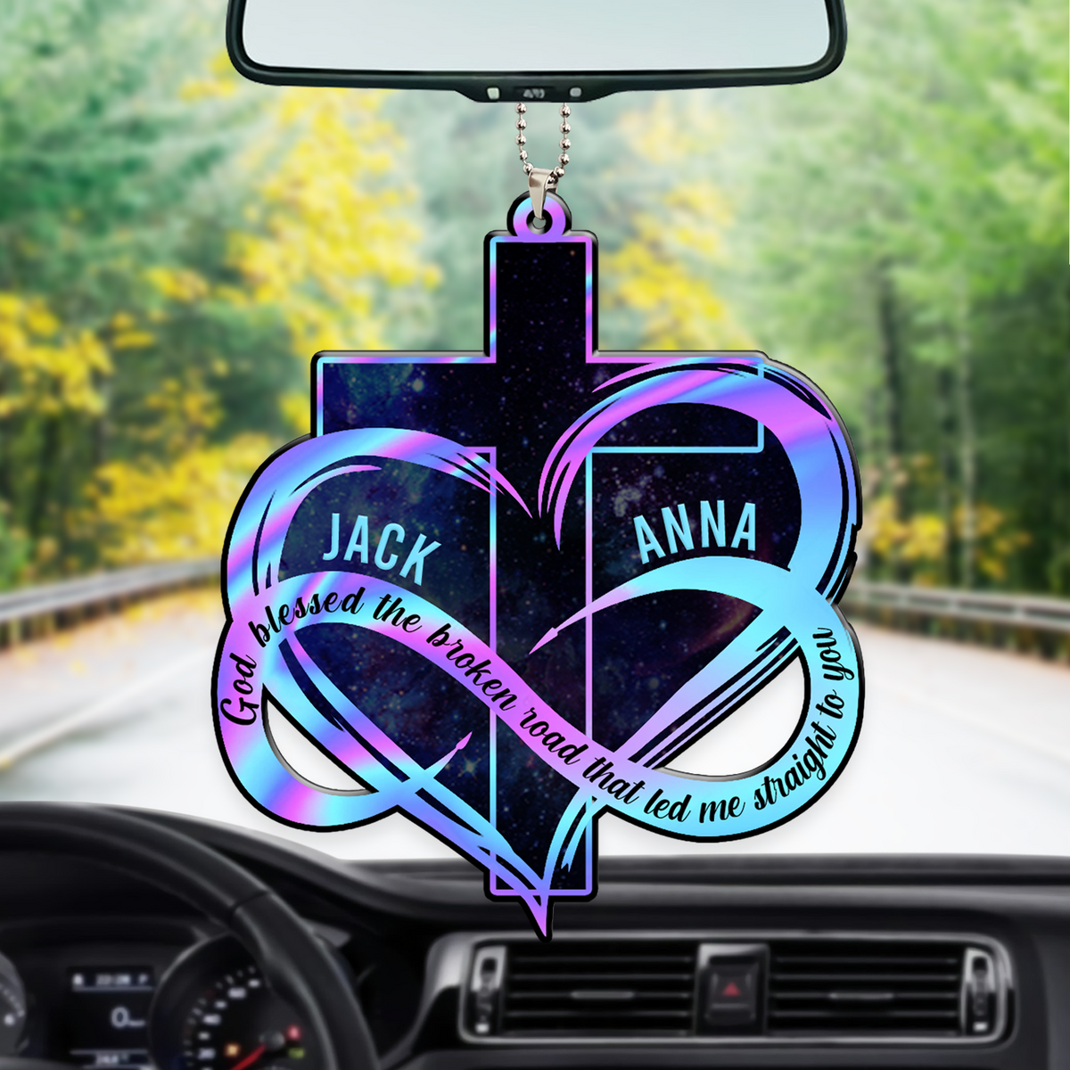 Personalized Couple Infinity Heart God Blessed Ornament