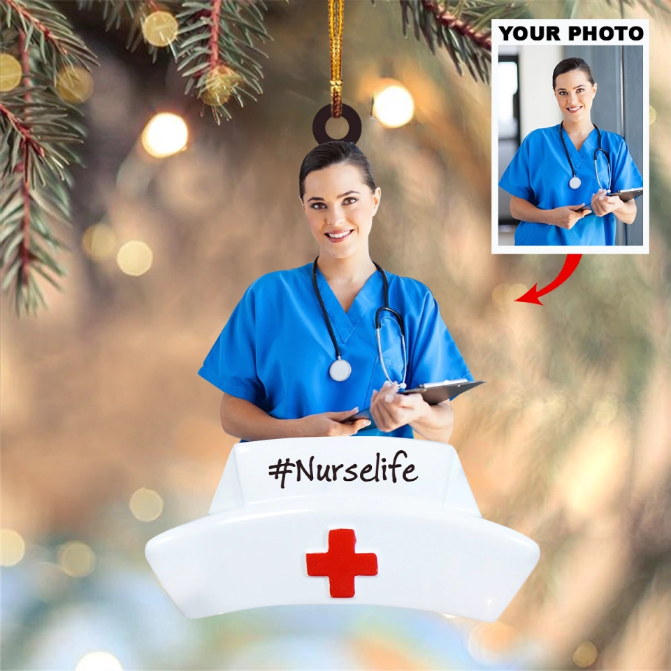 Personalized Nurselife Photo Acrylic Christmas Ornament - Gift for Nurse