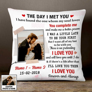 Personalized Couple The Day I Met You Photo Pillow