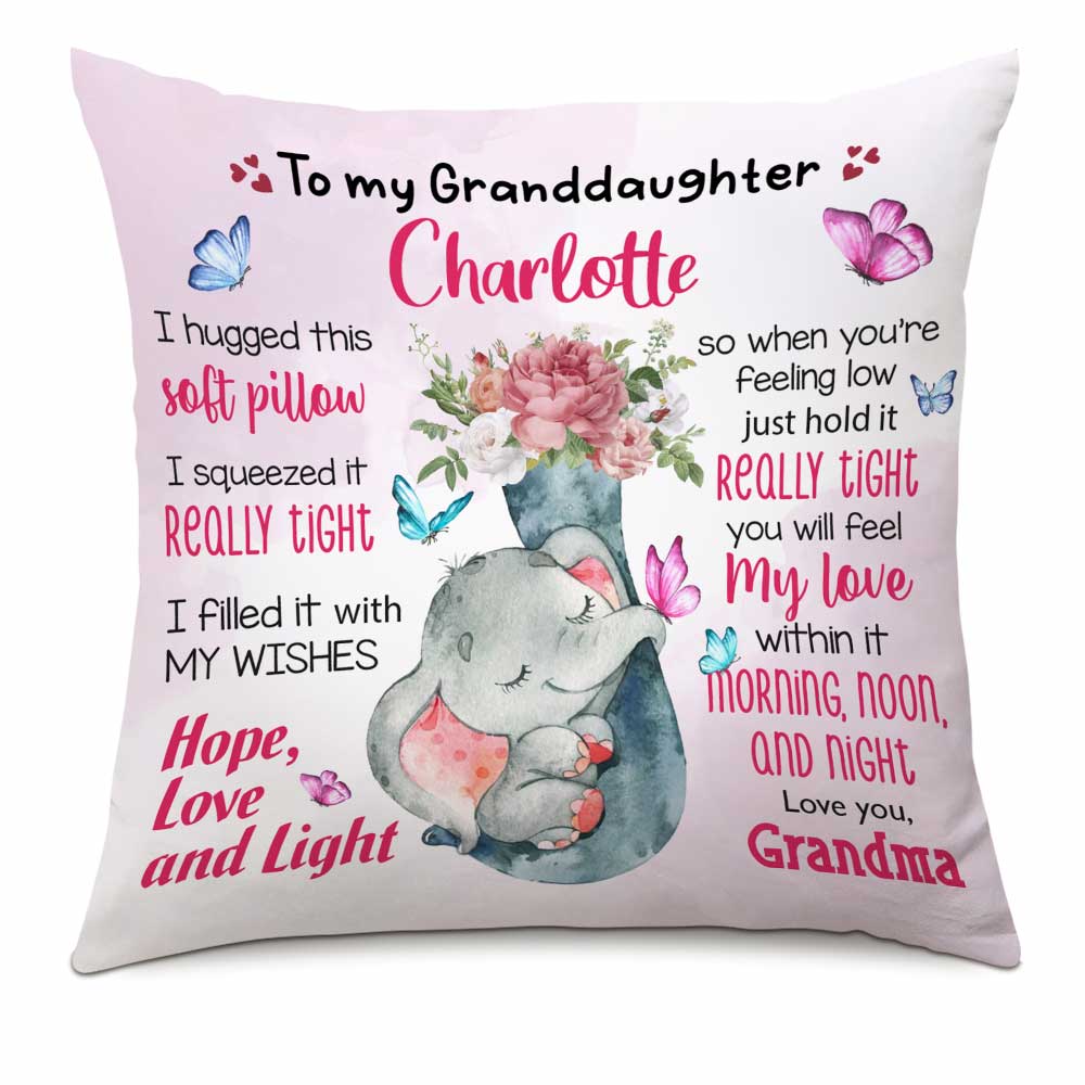 Personalized Granddaughter Baby Elephant Hug This Pillowcase