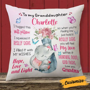 Personalized Granddaughter Baby Elephant Hug This Pillowcase