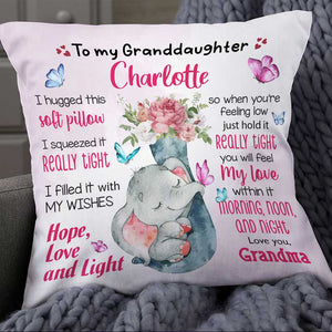 Personalized Granddaughter Baby Elephant Hug This Pillowcase