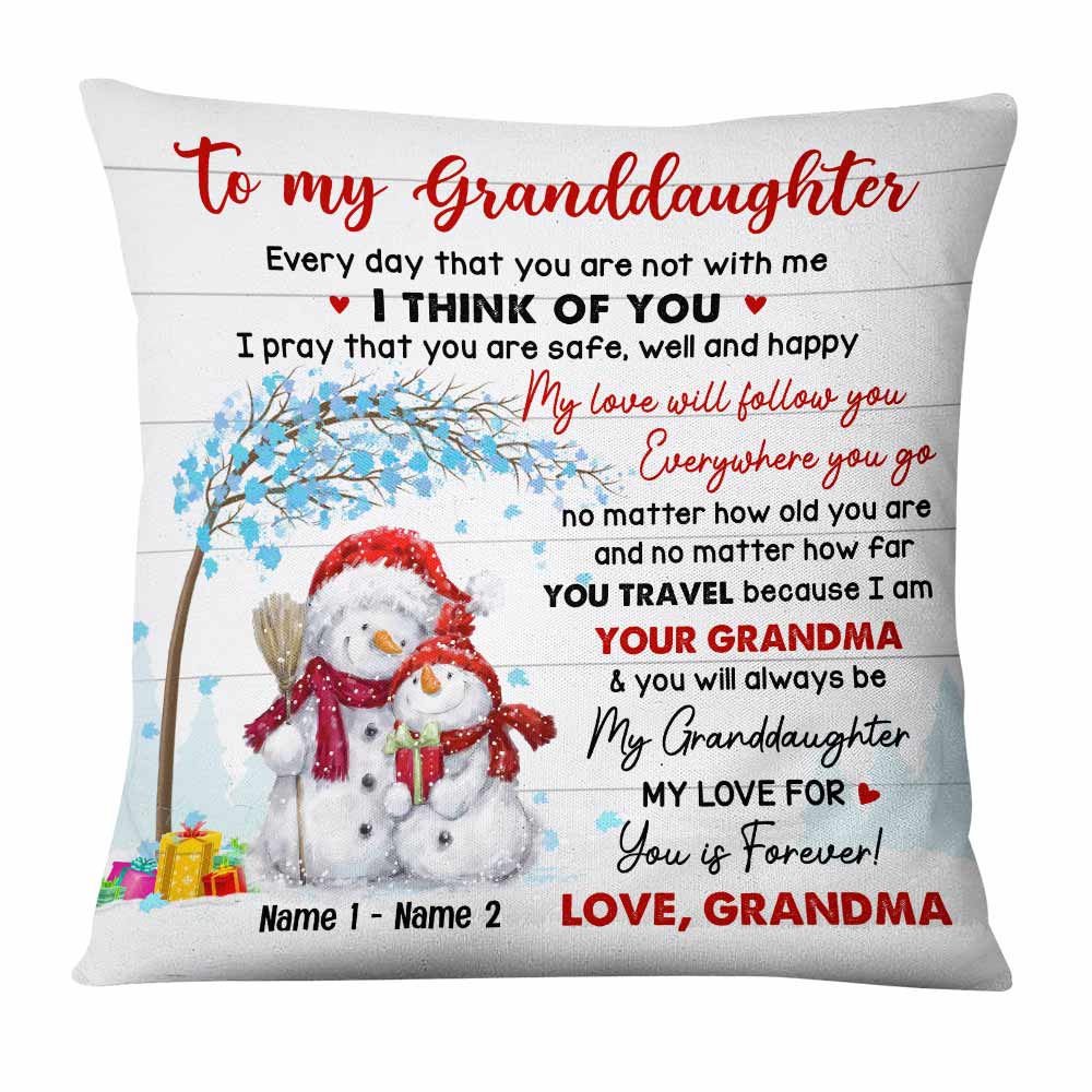 Personalized Snowman Granddaughter Christmas Pillow NB102 85O57