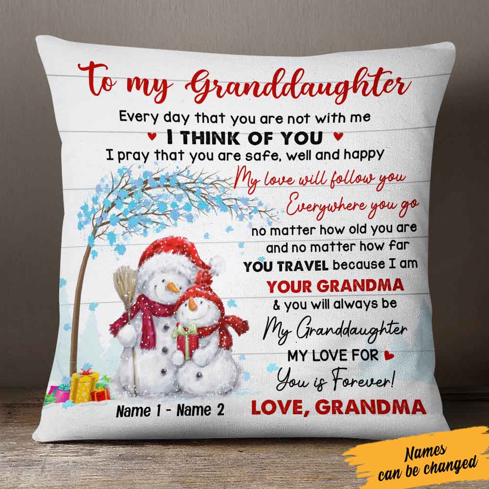 Personalized Snowman Granddaughter Christmas Pillow NB102 85O57