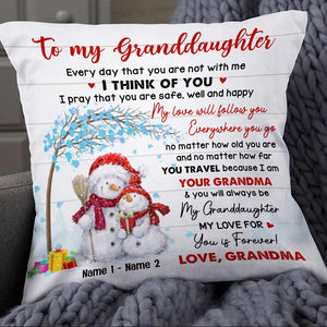 Personalized Snowman Granddaughter Christmas Pillow NB102 85O57