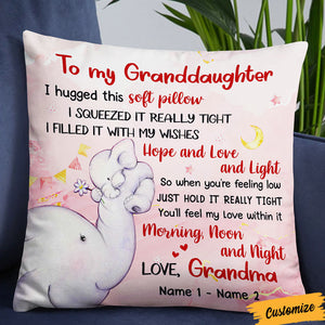 Personalized Hug This Granddaughter Elephant Birth Annoucement Pillowcase