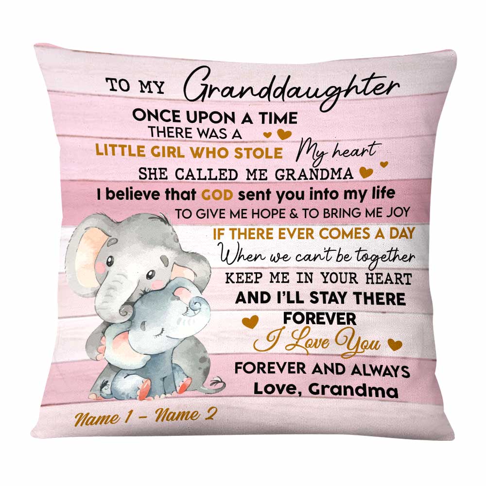 Personalized Elephant Mom Grandma Granddaughter Grandson Pillow