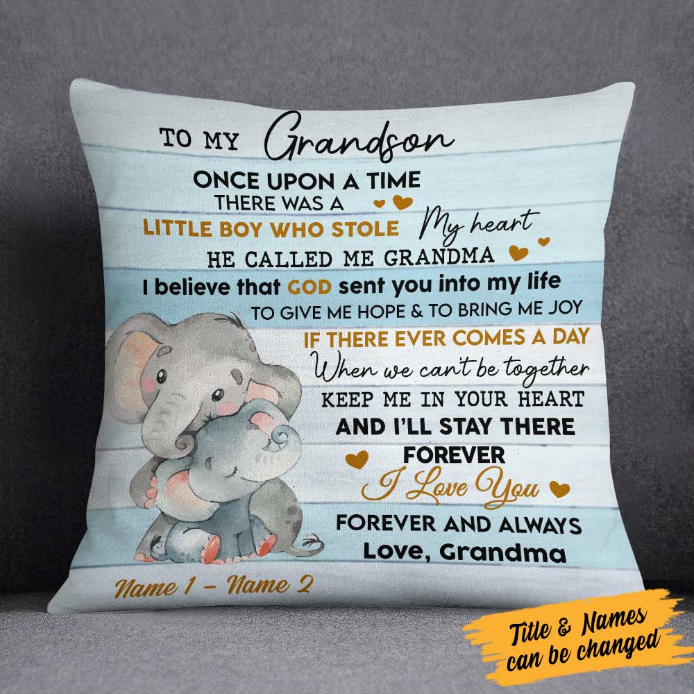 Personalized Elephant Mom Grandma Granddaughter Grandson Pillow