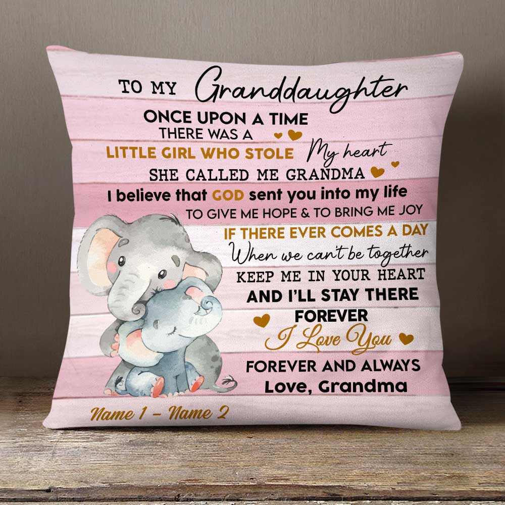 Personalized Elephant Granddaughter Grandson Pillow