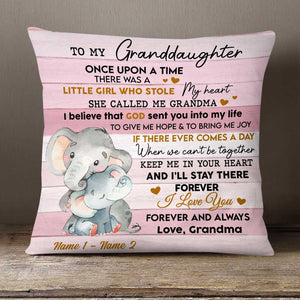 Personalized Elephant Mom Grandma Granddaughter Grandson Pillow