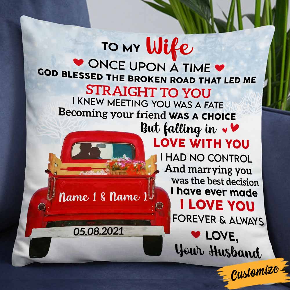 Personalized To My Wife Husband Love Red Truck Pillow
