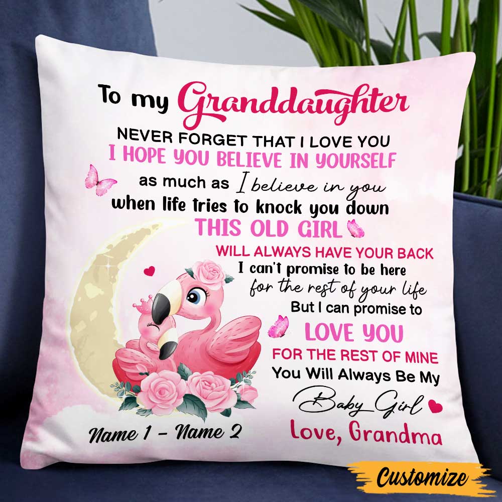 Personalized Granddaughter Flamingo Pillow
