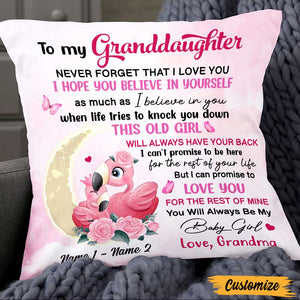 Personalized Granddaughter Flamingo Pillow