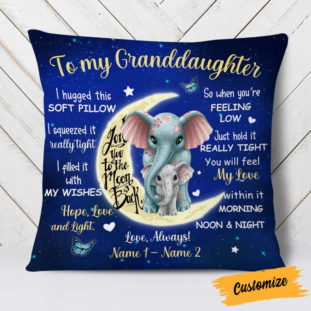 Personalized Elephant Granddaughter Pillow