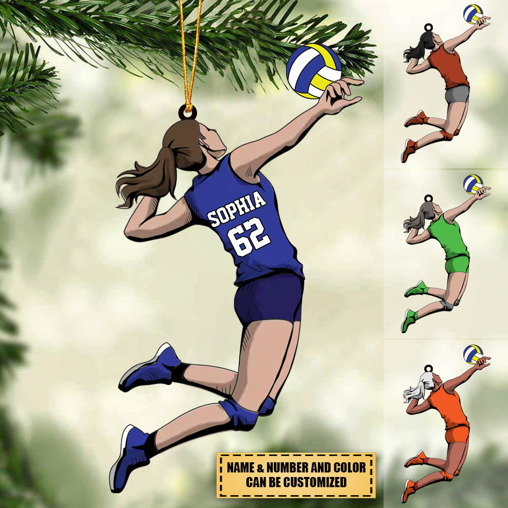 Personalized Volleyball Player Attack Ball Chritsmas Ornament for Volleyball Girls
