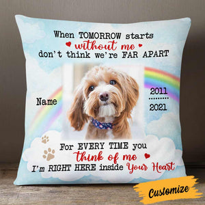 Personalized Dog Crossed Rainbow Bridge Memo Photo Inside Your Heart Pillowcase