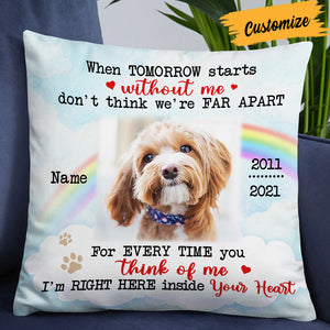 Personalized Dog Crossed Rainbow Bridge Memo Photo Inside Your Heart Pillowcase