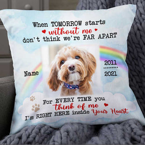 Personalized Dog Crossed Rainbow Bridge Memo Photo Inside Your Heart Pillowcase