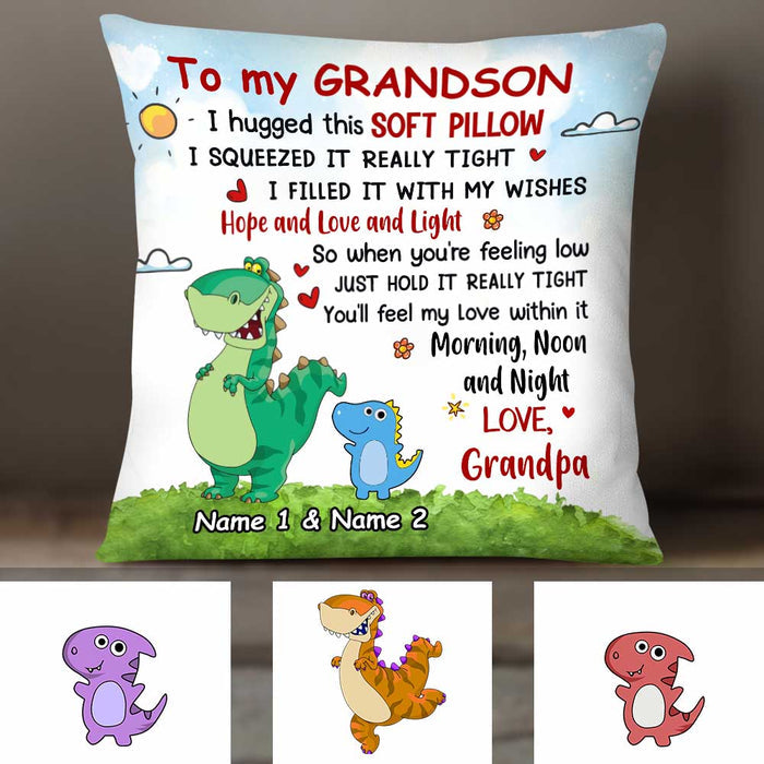 Personalized Grandpa Grandma To My Granddaughter Grandson Dinosaur Pillowcase