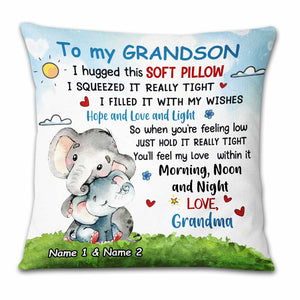 Personalized Mom Grandma To My Son Grandson Elephant Pillow