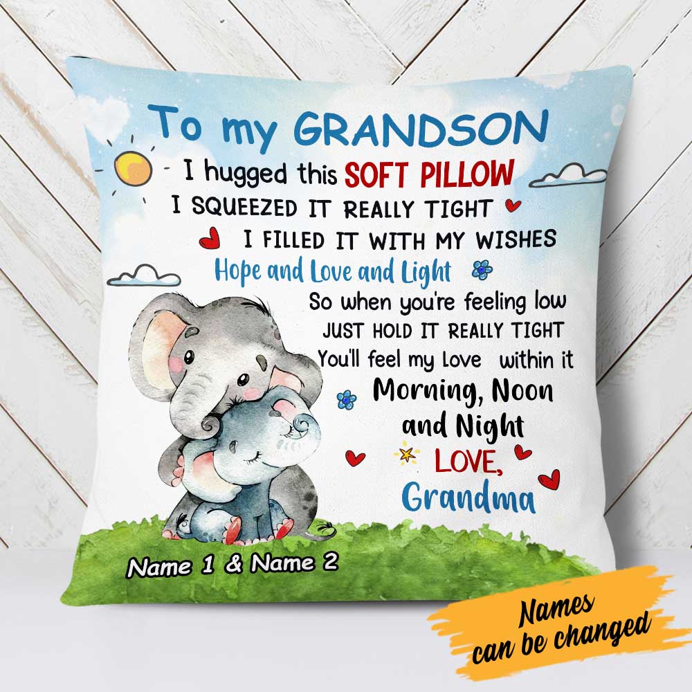Personalized Mom Grandma To My Son Grandson Elephant Pillow