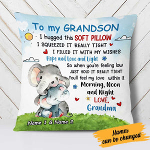 Personalized Mom Grandma To My Son Grandson Elephant Pillow