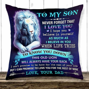 Personalized Dad Grandpa To My Son Grandson Lion Pillow