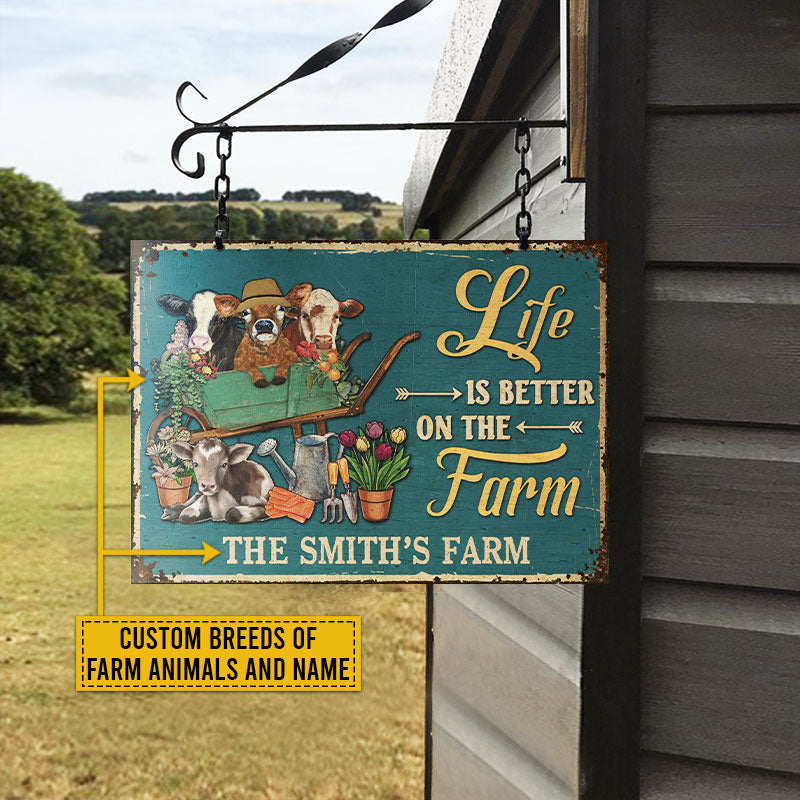 Farmhouse Green Life Is Better On The Farm Custom Classic Metal Signs