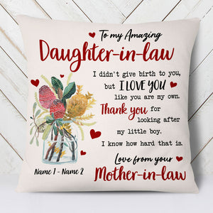 Personalized Daughter In Law Flower Pillow (Insert Included)
