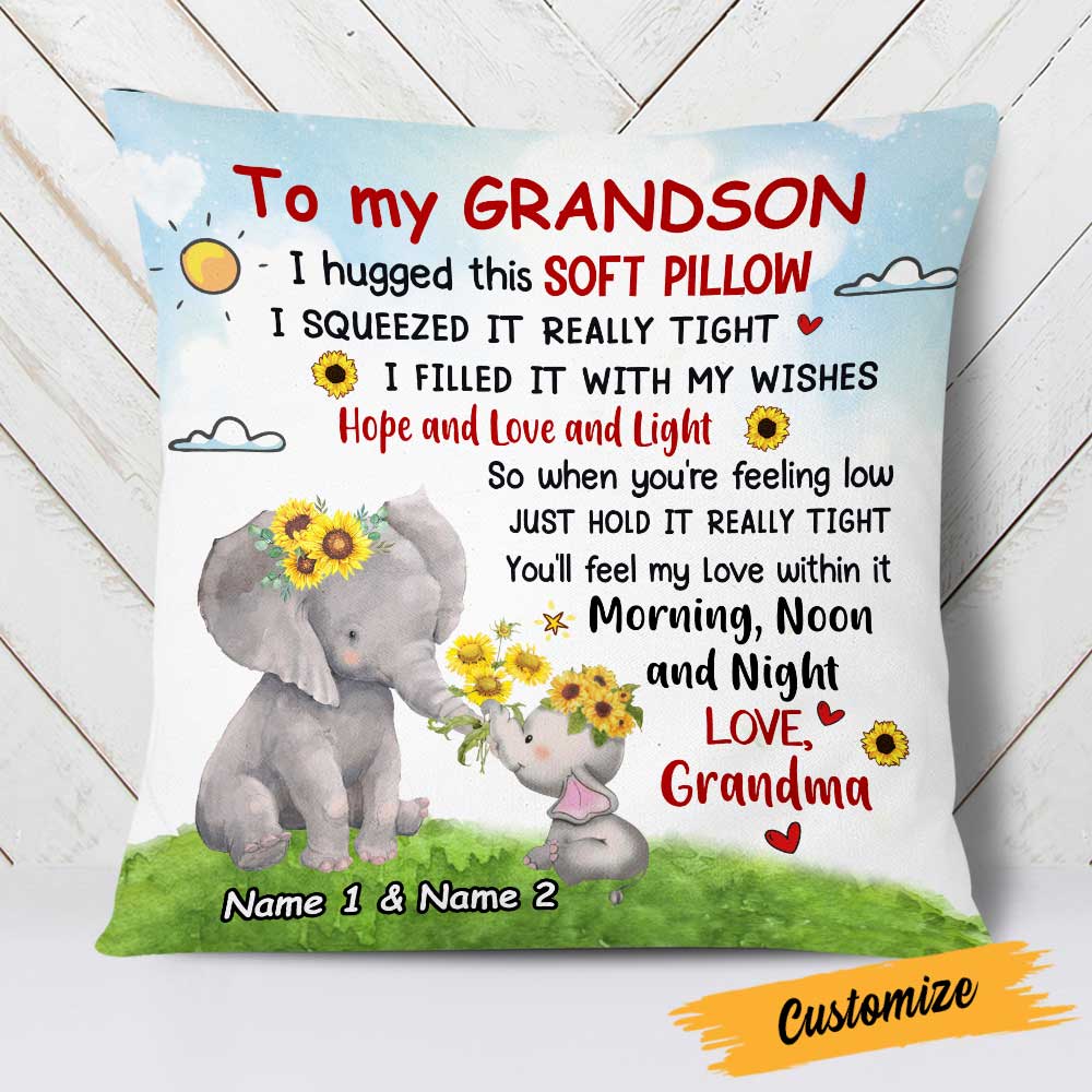 Personalized Elephant Mom Grandma To Daughter Granddaughter Pillowcase