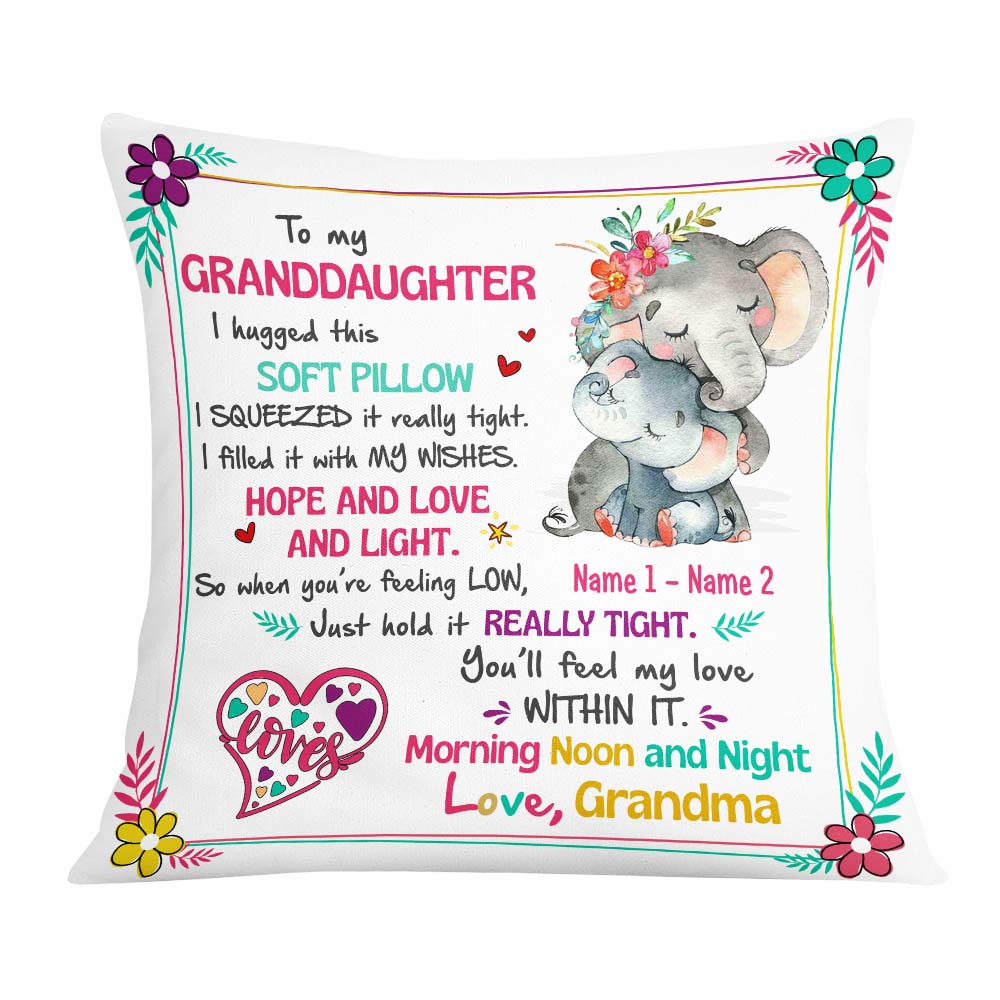 Personalized Elephant Granddaughter Hug This Pillow