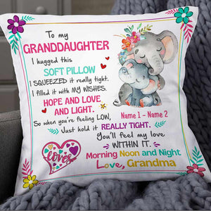 Personalized Elephant Granddaughter Hug This Pillow