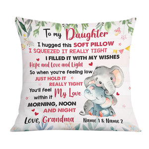 Personalized Elephant Daughter Hug This Pillow