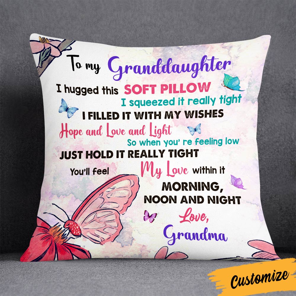 Personalized Butterfly Granddaughter Hug This Pillow