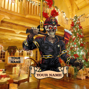 Personalized Firefighter Skull Double-sided Printed Acrylic Ornament