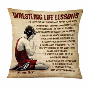 Personalized Wrestling Life Lessons Rectangle Pillow DB251 85O47