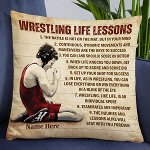 Personalized Wrestling Life Lessons Rectangle Pillow DB251 85O47